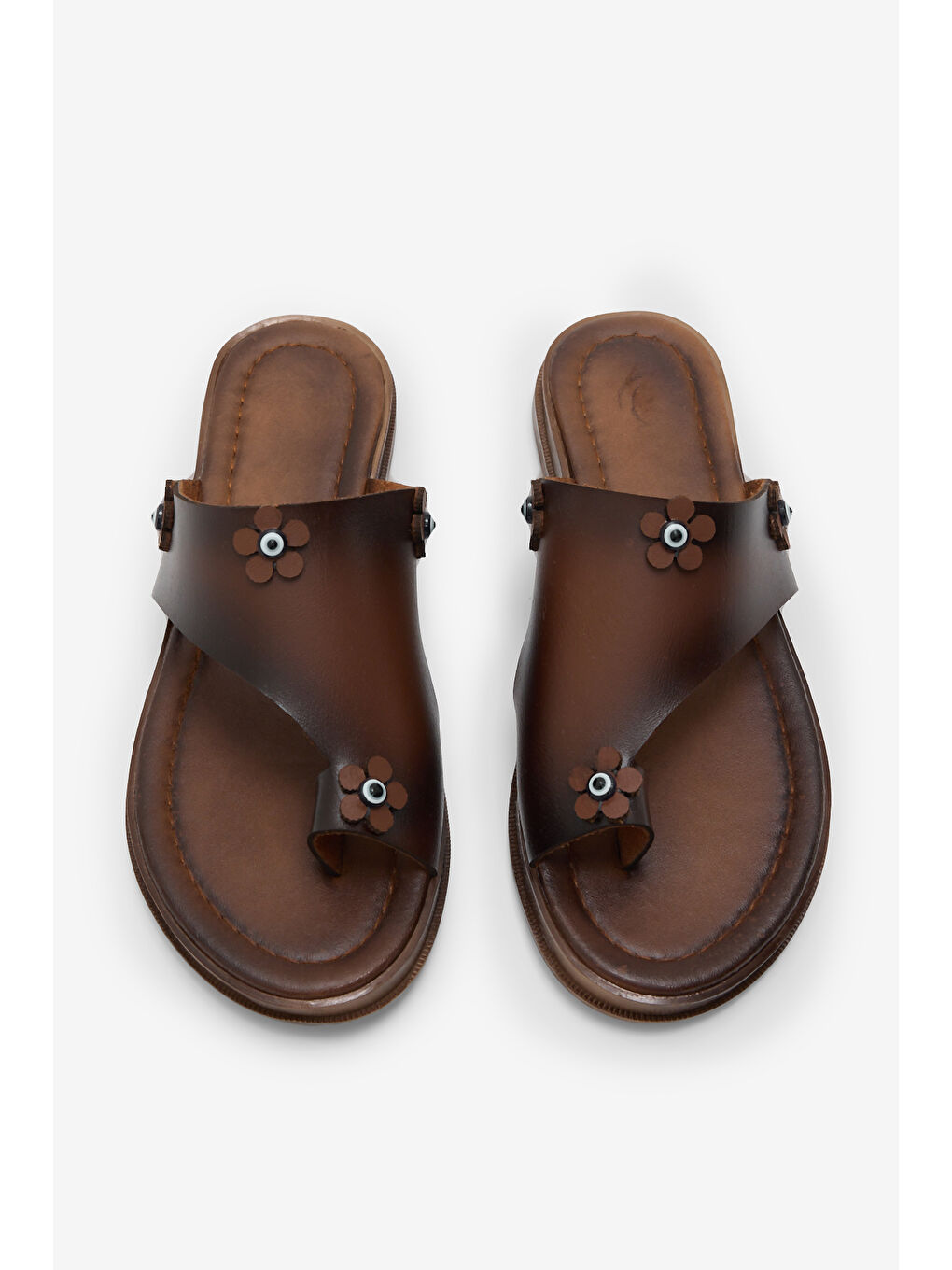 Kahverengi Kadın Taba Termo Taban Tokalı Rahat Parmak Arası Terlik-1