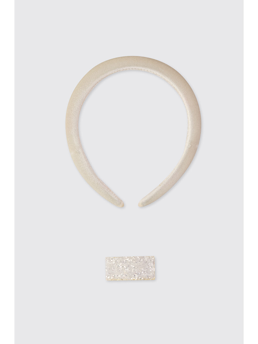 Ekru Kız Bebek Krem Taç Toka Seti