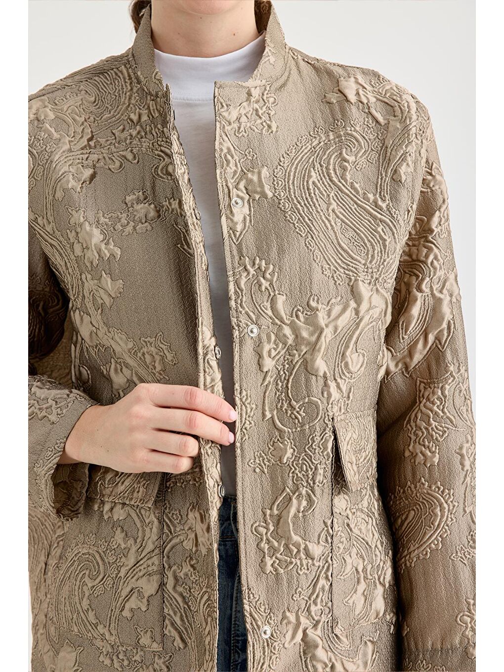 Bej Sonia Jakar Bomber Ceket Vizon-4