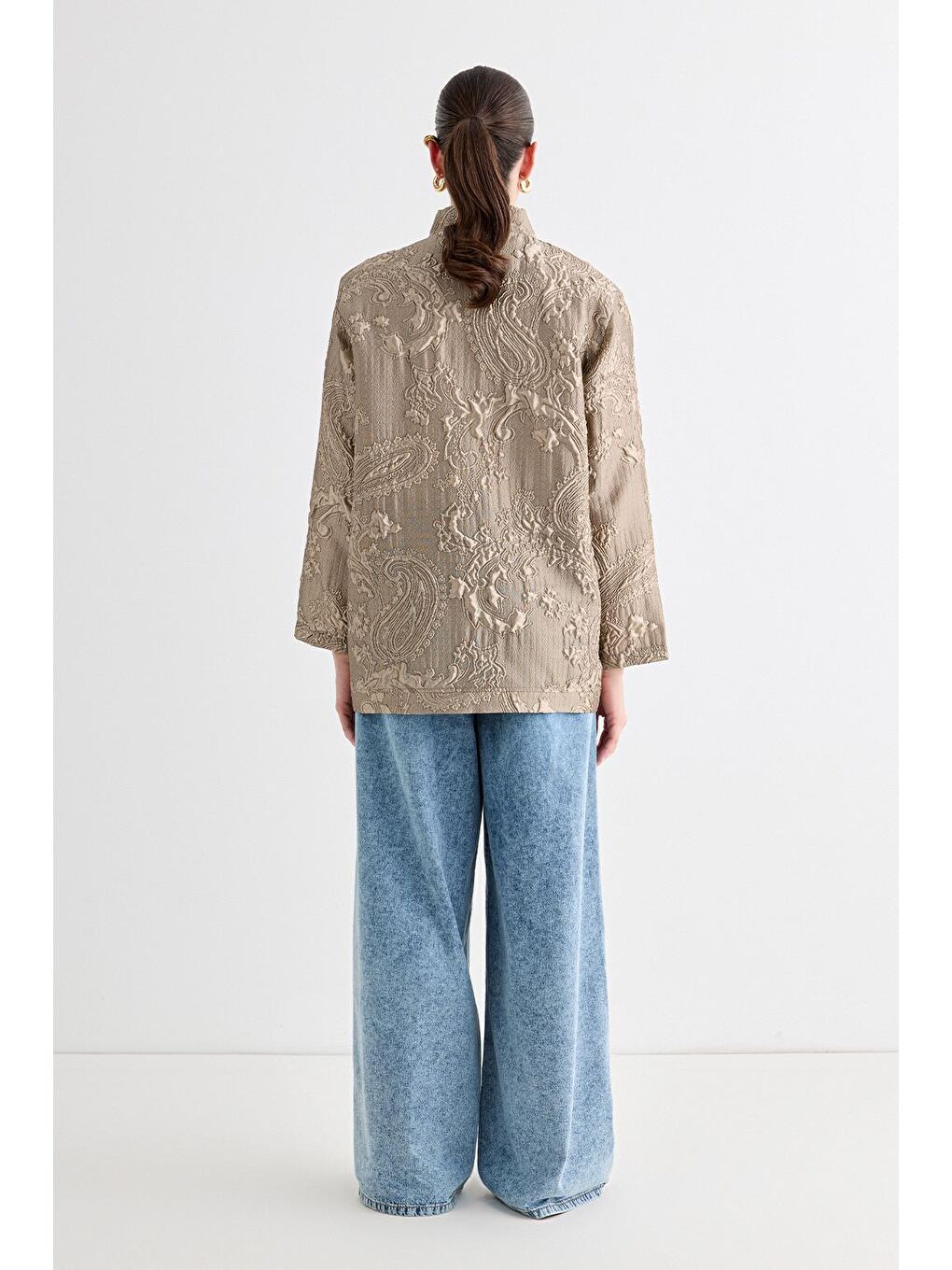 Bej Sonia Jakar Bomber Ceket Vizon-5