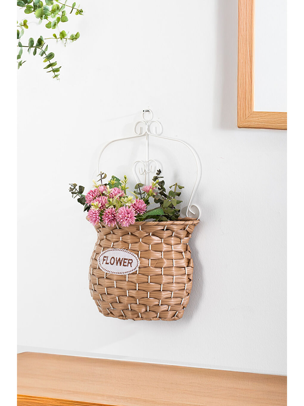 Kahverengi 2066-2 Taupe Dekoratif Çok Amaçlı Saksılık Hasır Modelli Saksı Çiçeklik 24x40cm-2