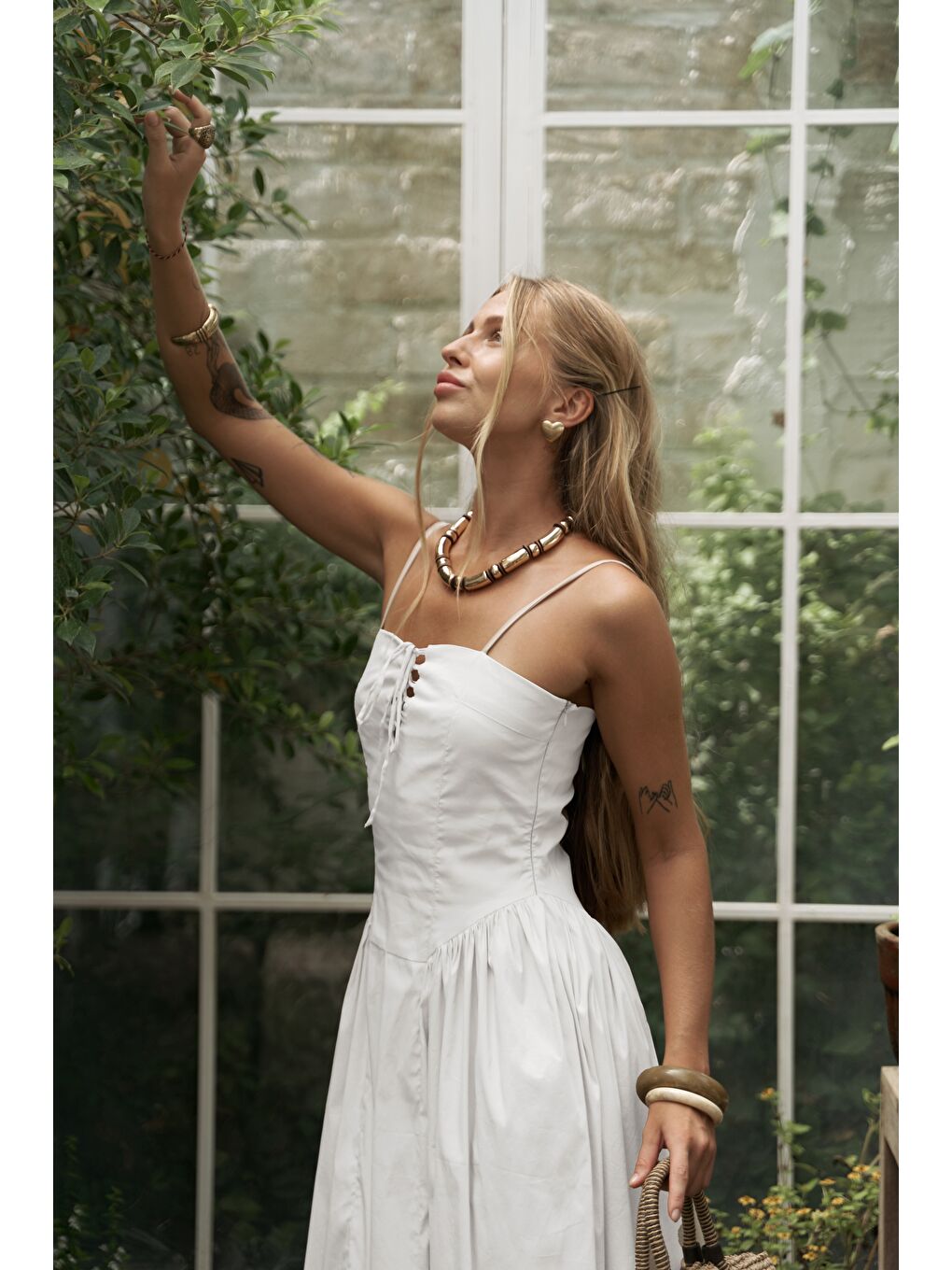 Narissa Askılı Midi Ekru Elbise-2