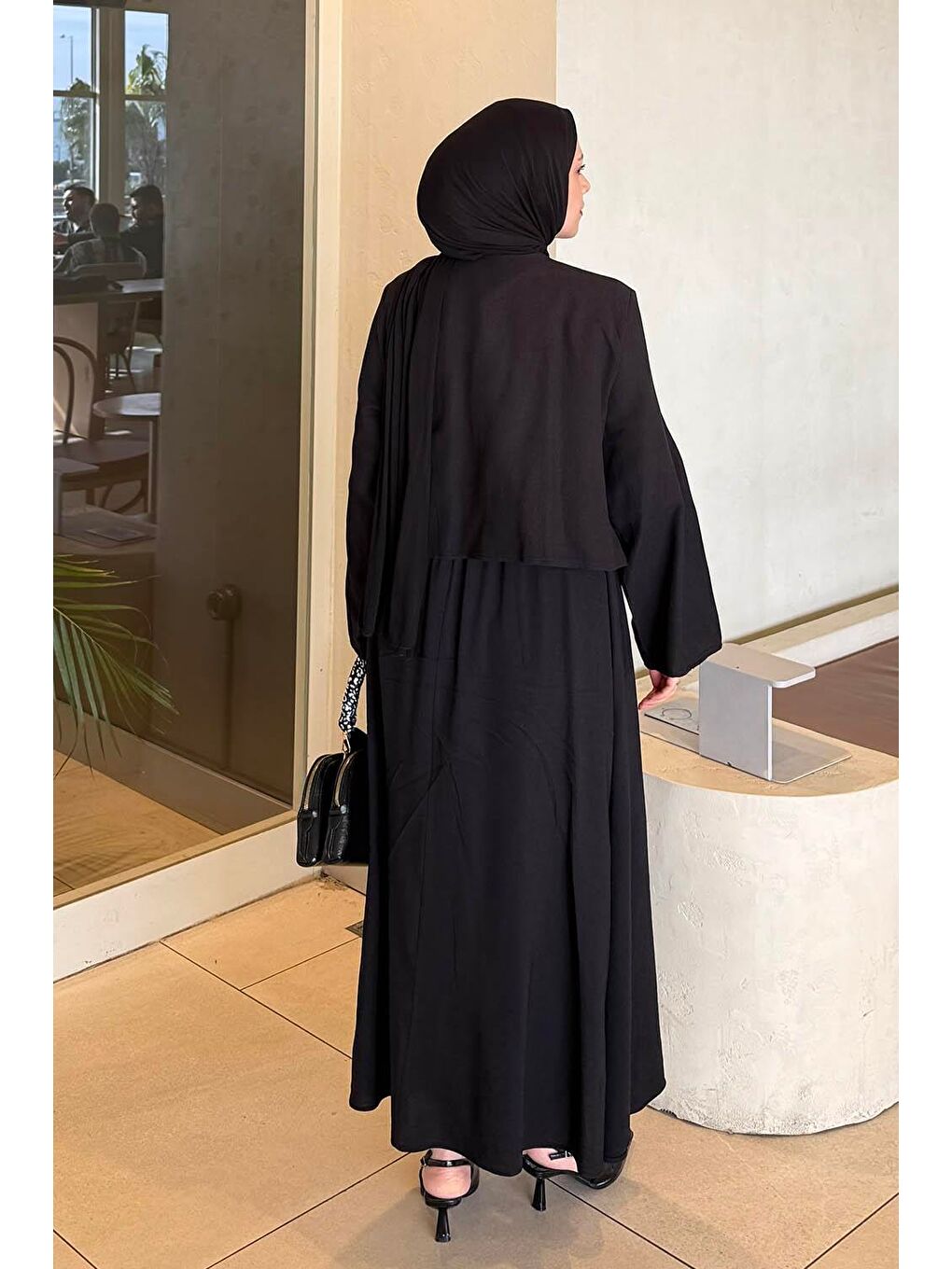 Pileli Bağlama Detaylı Takım Siyah-3