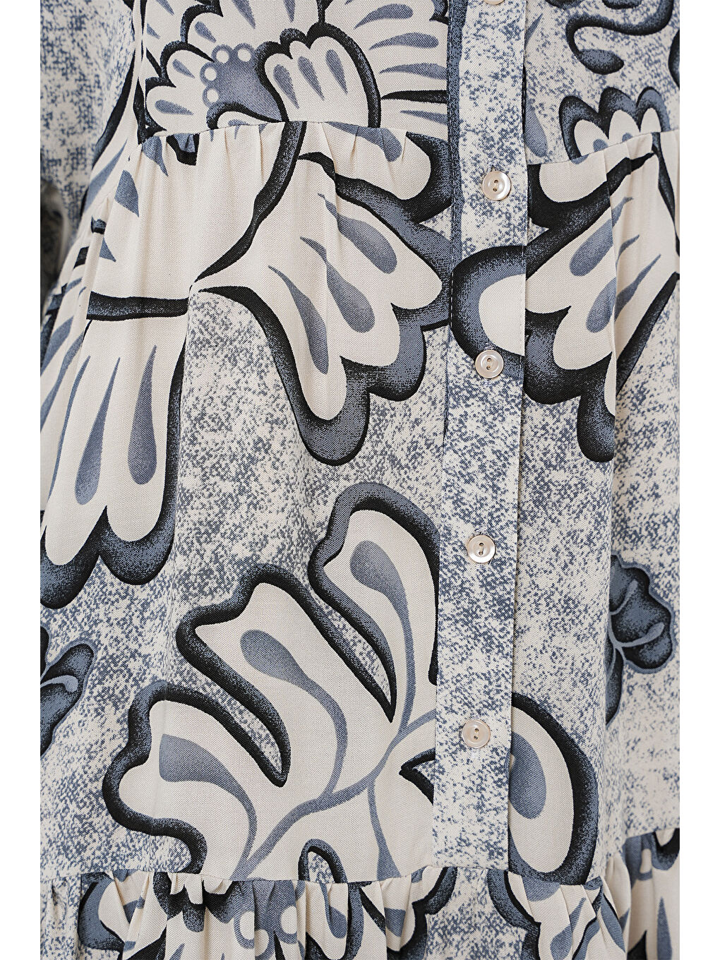 2423 Otantik Desenli Tesettür Elbise - K. Antrasit-3