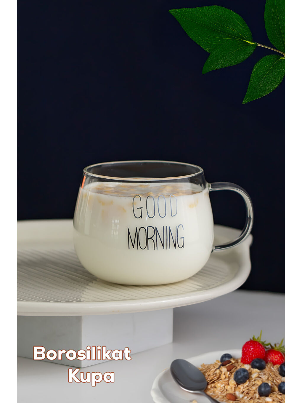 Renksiz 2088 Isıya Ateşe Dayanıklı Cam Kulplu Çay Bardağı Kahve Bardak Kupa Şeffaf 400 ml