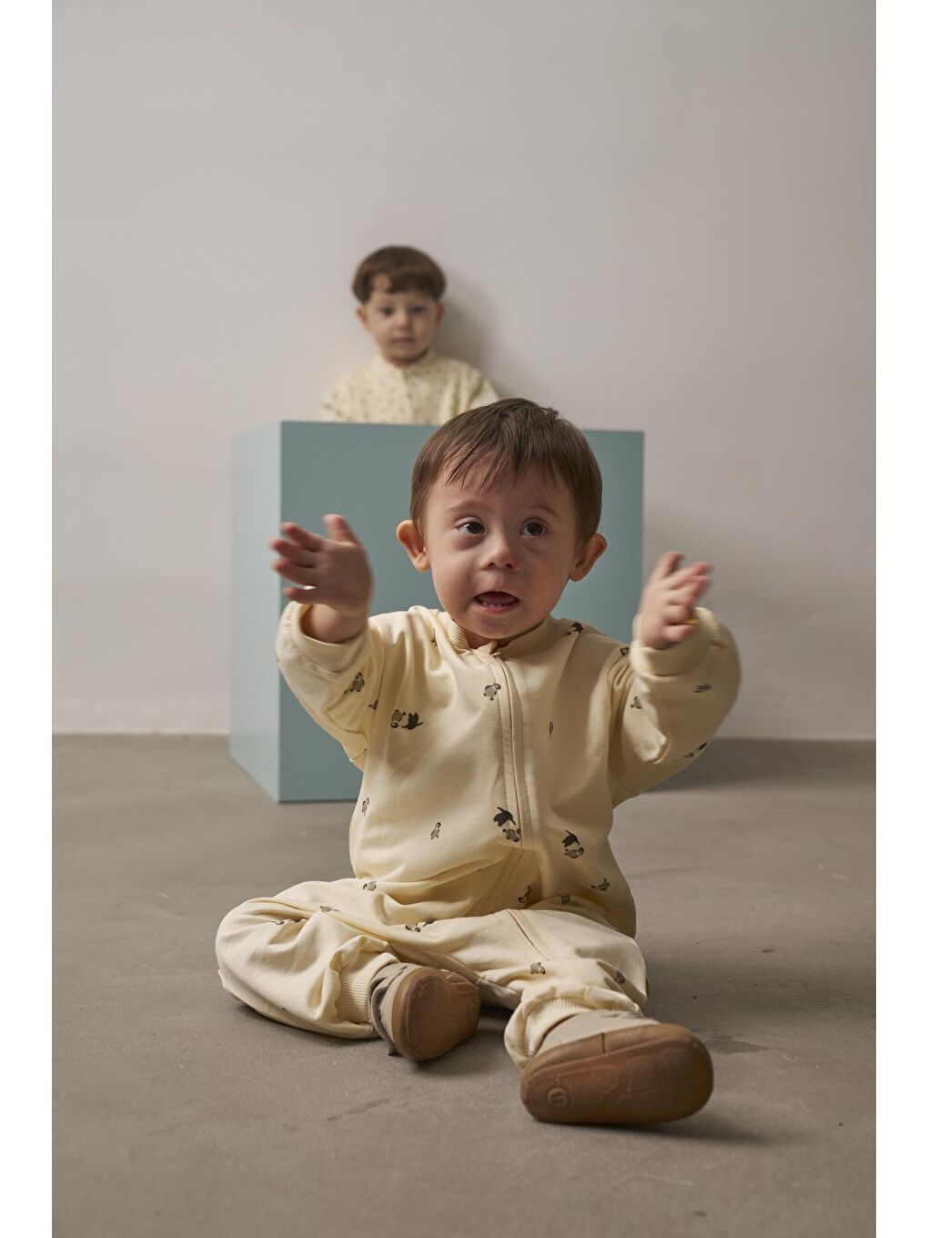 Ekru Little Penguin Baby Tulum-4