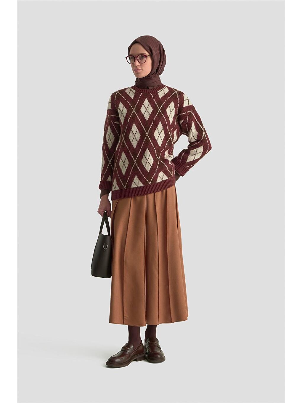 Kahverengi Dikişli Süet Etek 25K1924 Camel-1