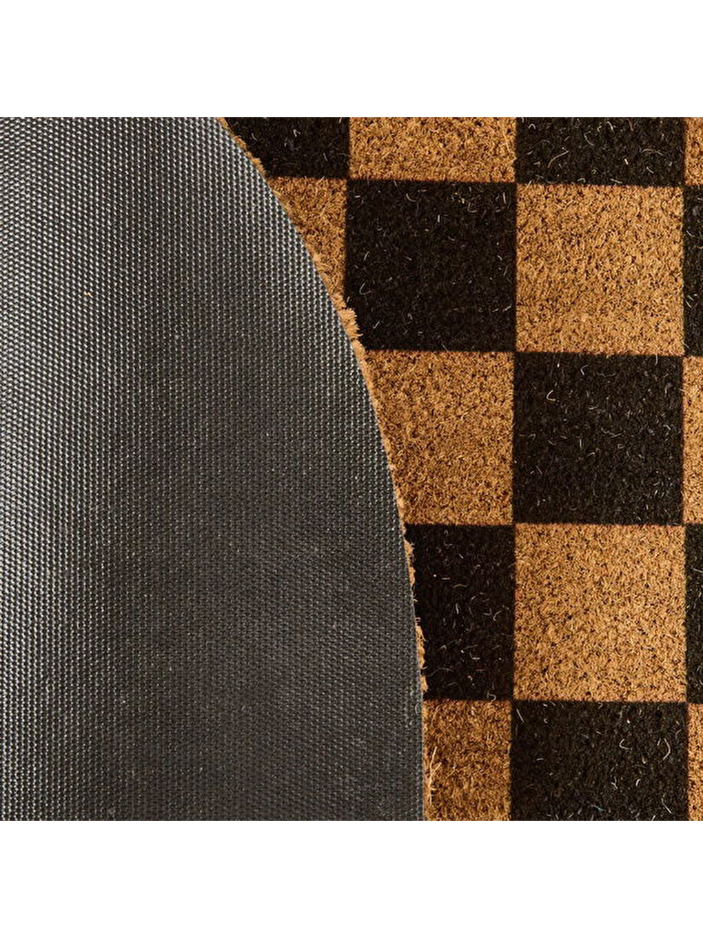 Karışık Koko Plaid Yarım Ay Kapı Önü Paspası - Renkli - 45x75 cm-2