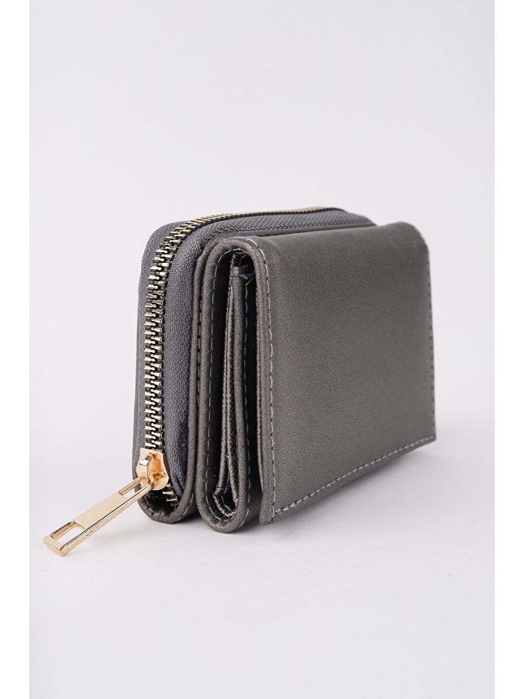 Gri LİTTLE Bozuk & Kağıt Para Bölmeli Fermuarlı Kartlık Kadın Cüzdan-4
