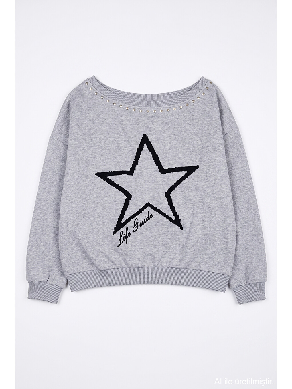 Kayık Yaka Yıldız Baskılı Sweatshirt Grimelanj-1