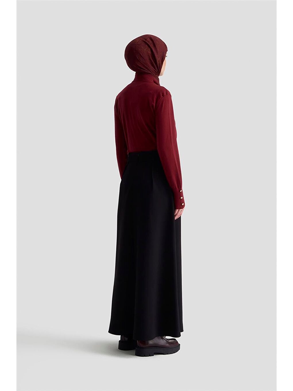 Düğme Detaylı Çan Etek 25Km1023 Siyah-3