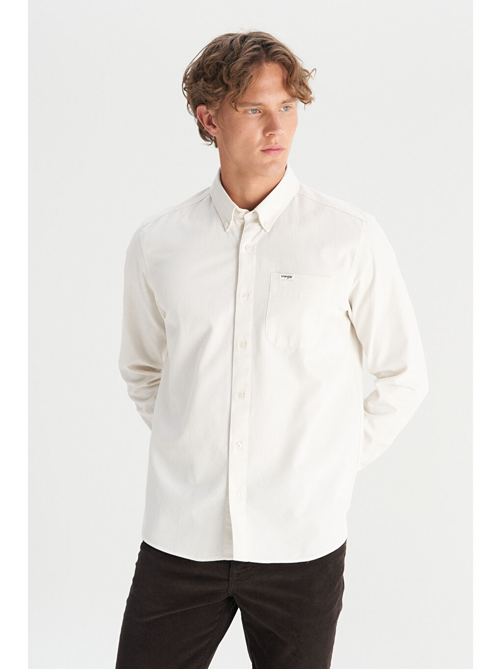 %100 Pamuk Regular Fit Normal Kesim Cep Detaylı Bej Gömlek