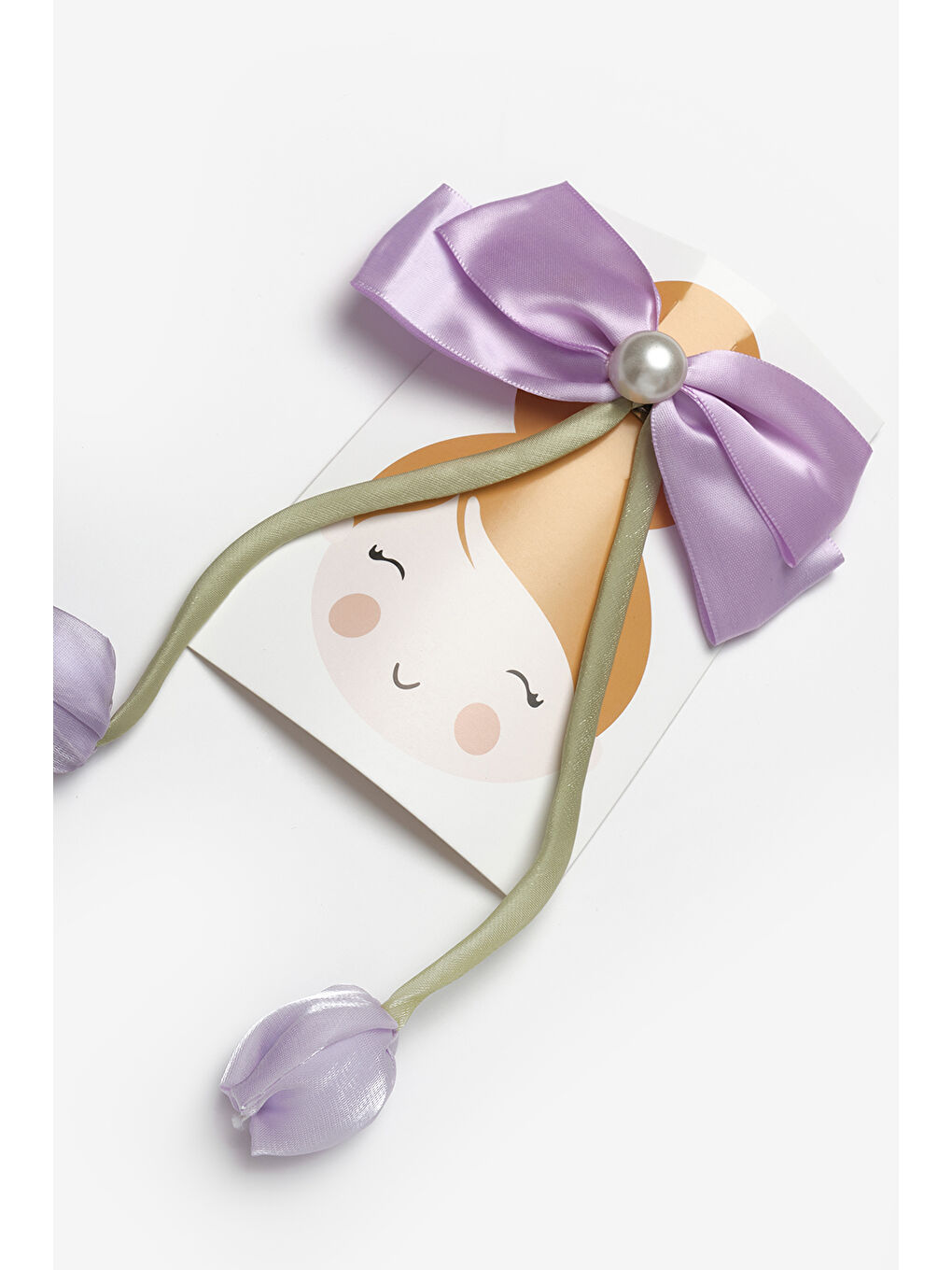 Lila  İnci Detayı Lale Figürlü Kız Çocuk Otomatik Toka-1