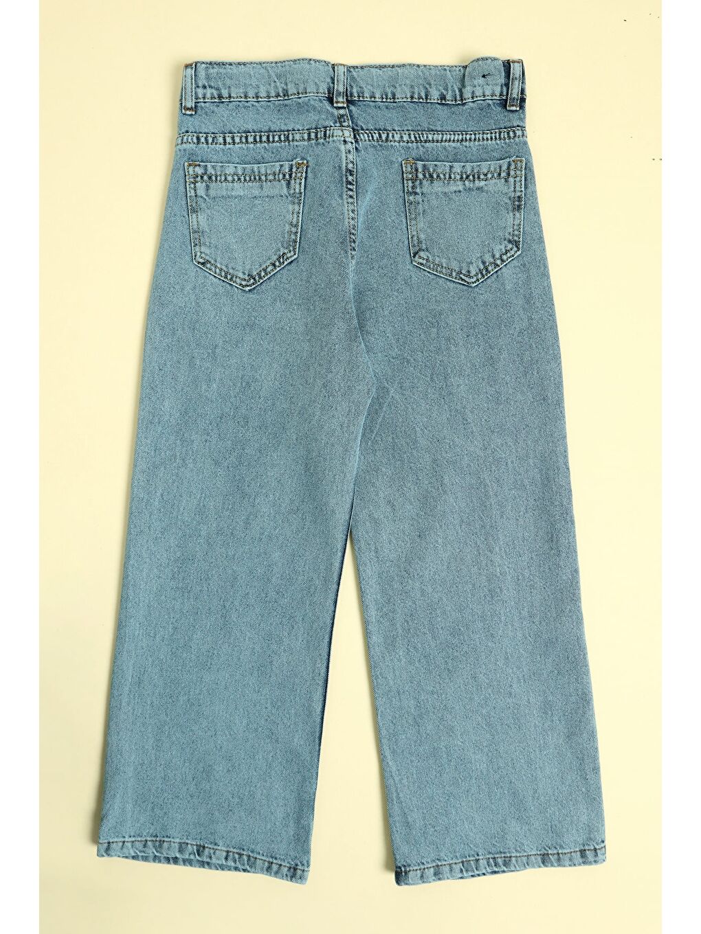 Mavi Beli Ayarlanabilir Taşlı Kız Çocuk Palazzo Pantolon-2