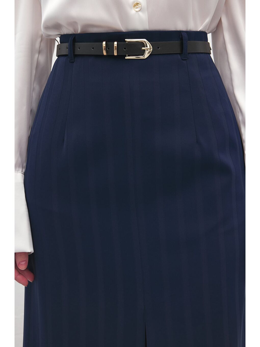 Anna Yırtmaçlı Etek - Lacivert-5