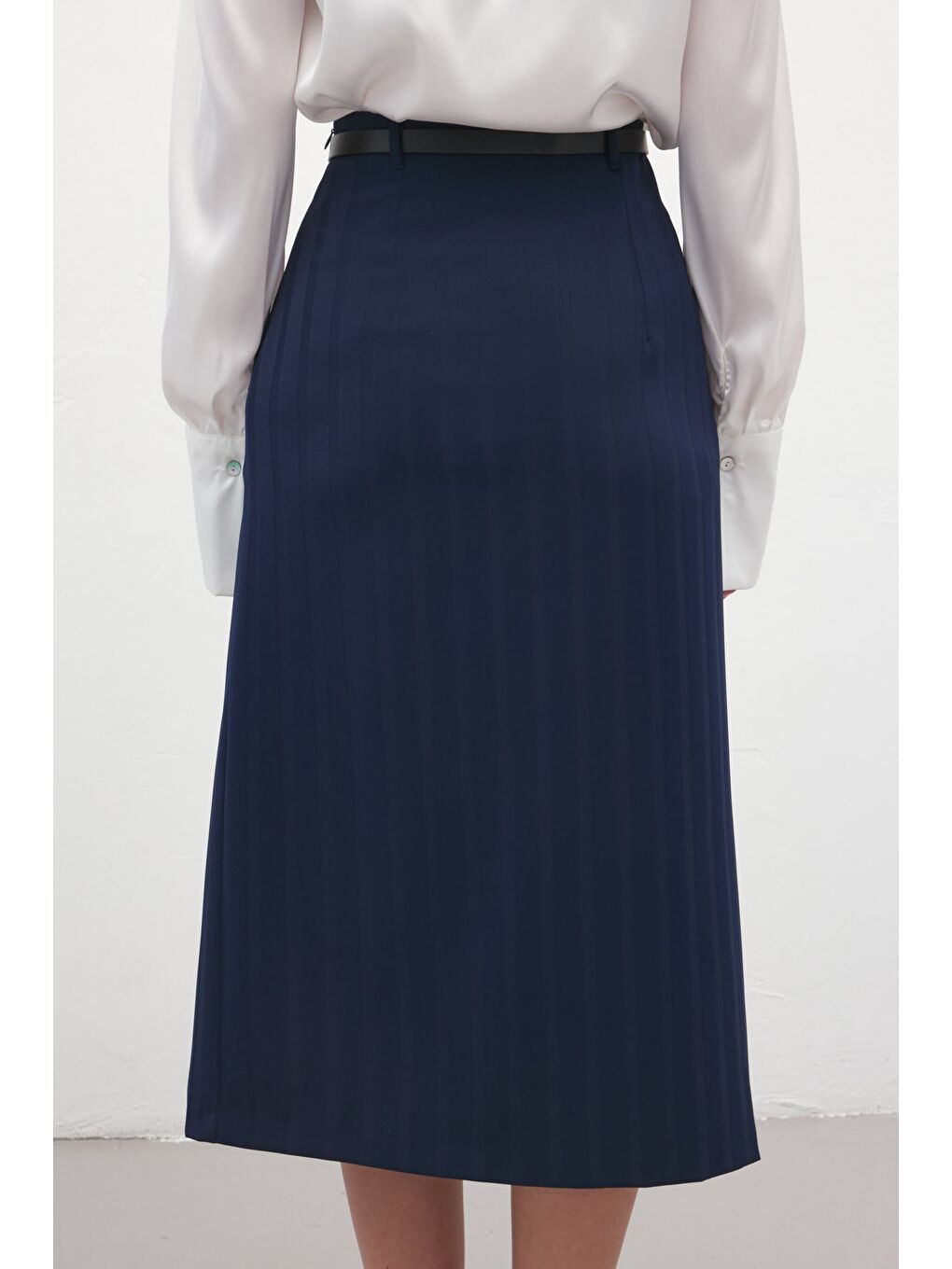 Anna Yırtmaçlı Etek - Lacivert-6