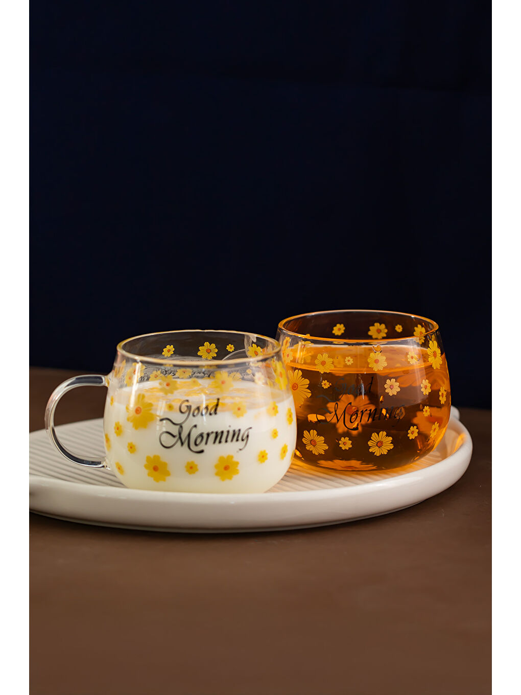 2089 Borosilikat Isıya Ateşe Dayanıklı Cam Kulplu Çay Bardağı Kahve Bardak Kupa Sarı 400 ml-2