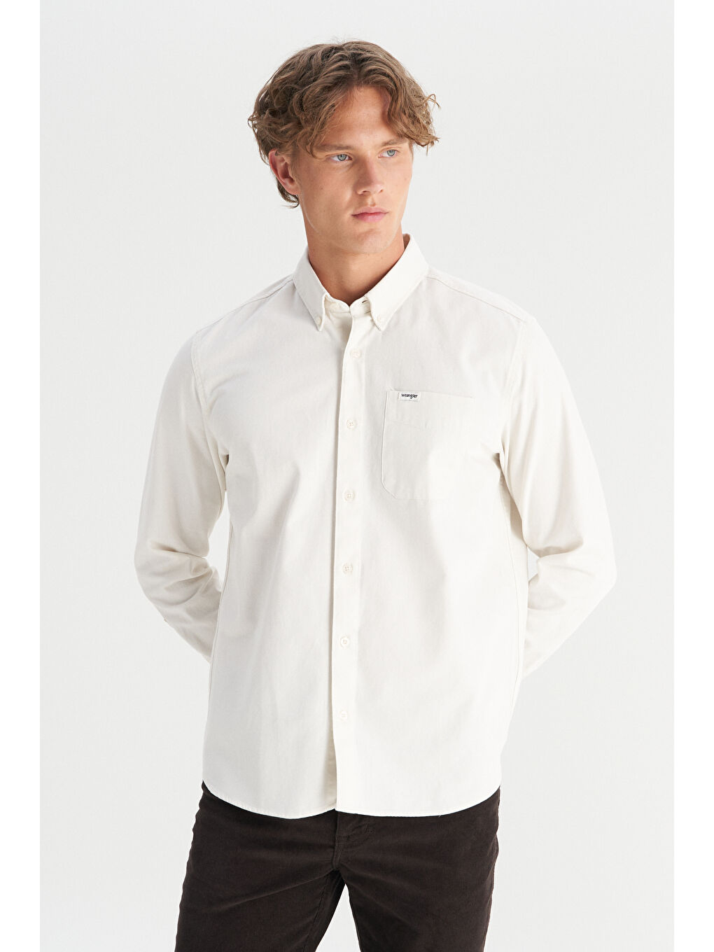 %100 Pamuk Regular Fit Normal Kesim Cep Detaylı Bej Gömlek-2