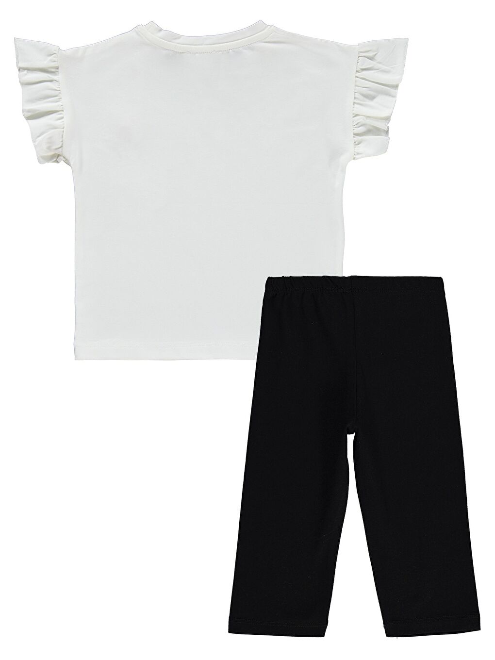 Siyah Girls Fiyonklu 2-5 Yaş Takım - Ekru-1
