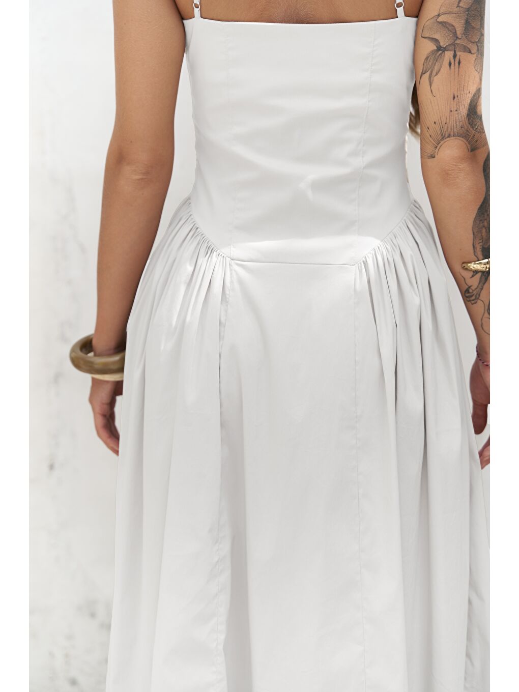Narissa Askılı Midi Ekru Elbise-7