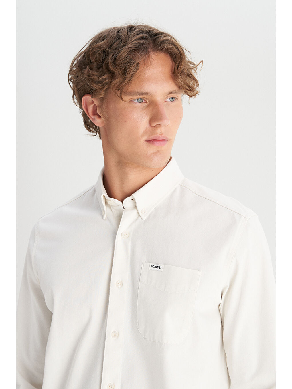 %100 Pamuk Regular Fit Normal Kesim Cep Detaylı Bej Gömlek-3