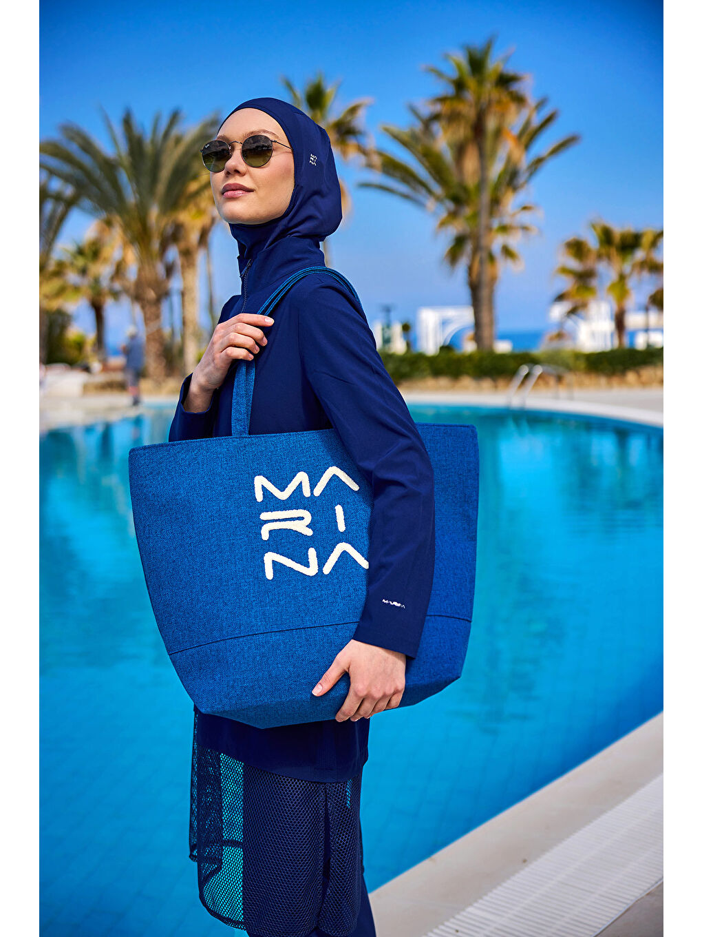 Mavi Plaj Çantası Astarlı Yazlık Tatil Çantası CA2501-4-1