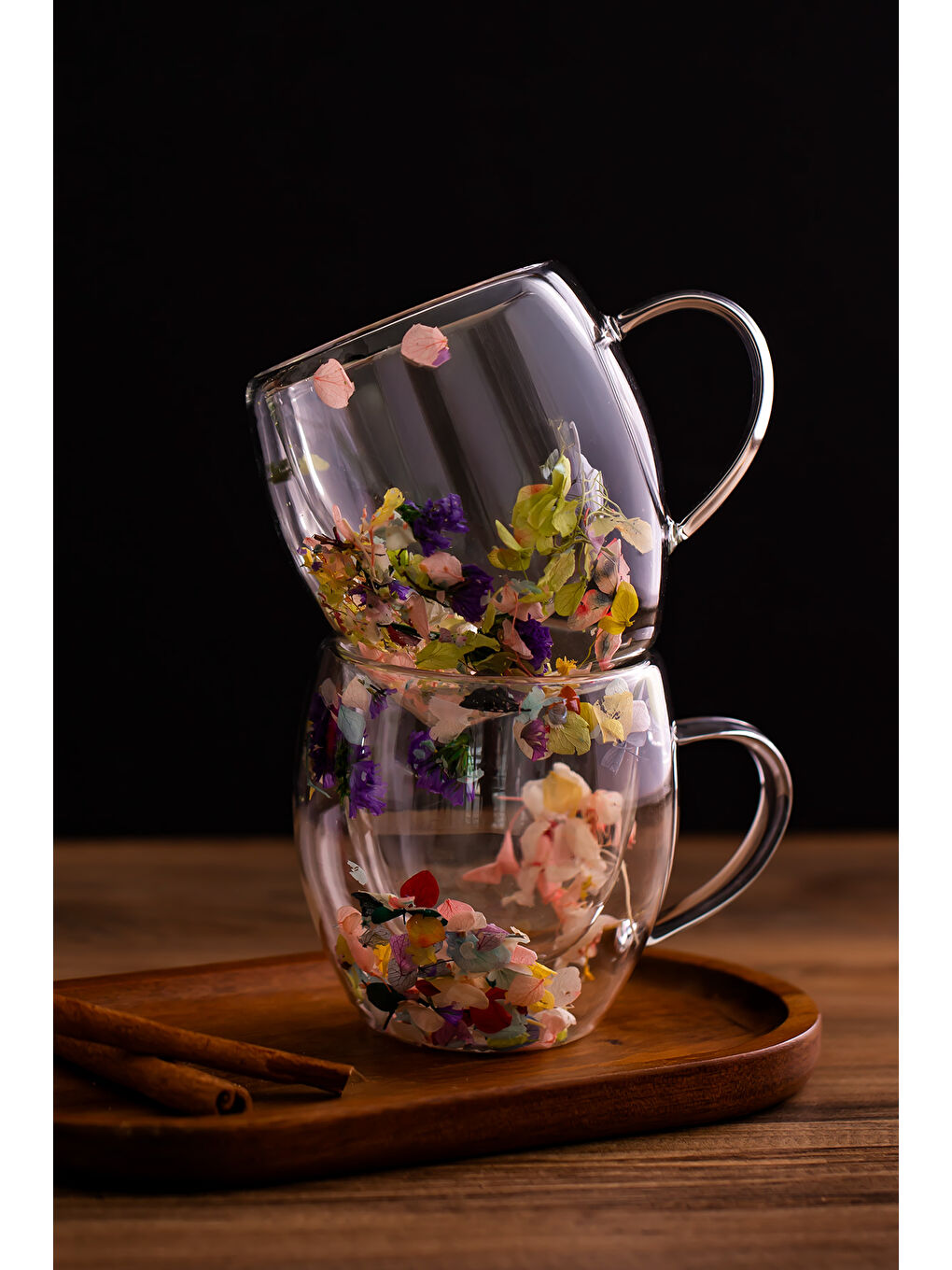 Renksiz 2090 Leafy Çift Cidarlı Cam Kupa Çay Kahve Kupası Isı Yalıtımlı Kulplu Cam Bardak 250ml-3