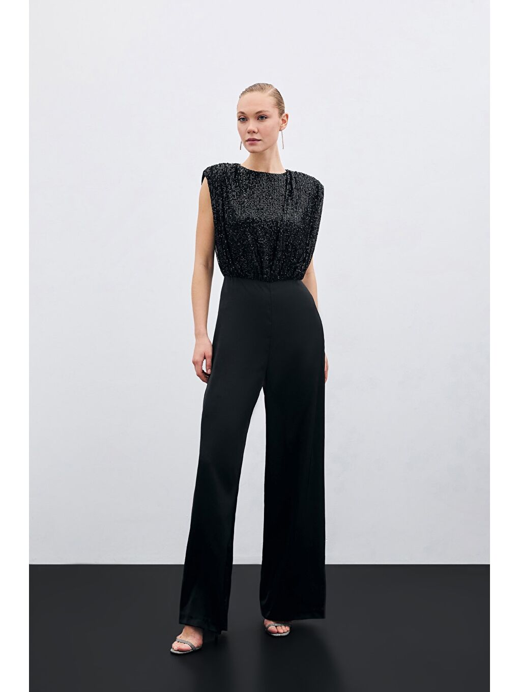 Payetli Saten Tulum - Siyah-2