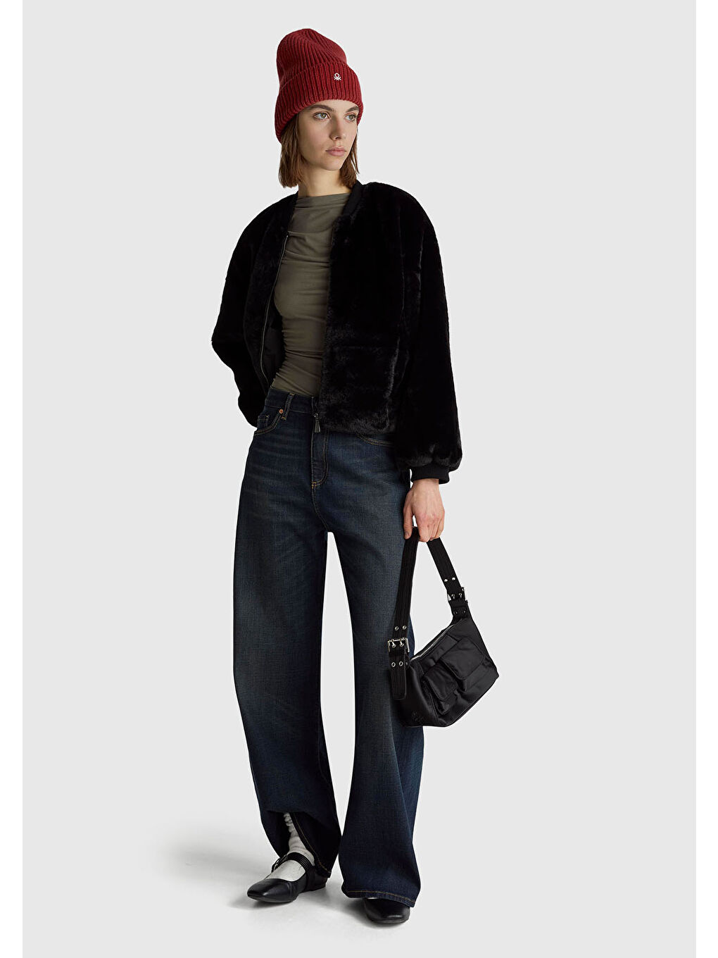 Kadın Haki Modal Karışımlı Slim Fit Kayık Yaka Uzun Kollu T-Shirt-4