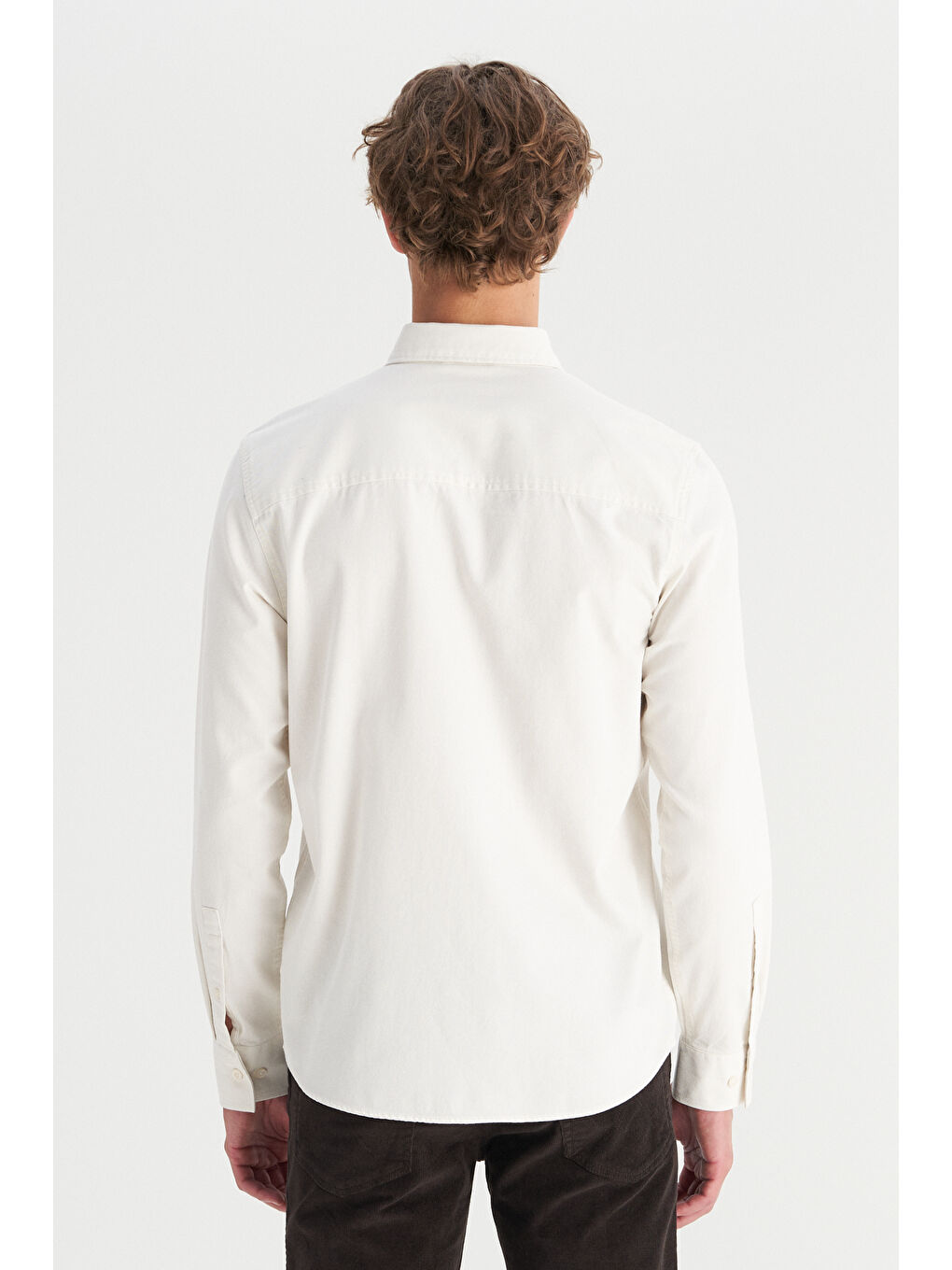 %100 Pamuk Regular Fit Normal Kesim Cep Detaylı Bej Gömlek-4