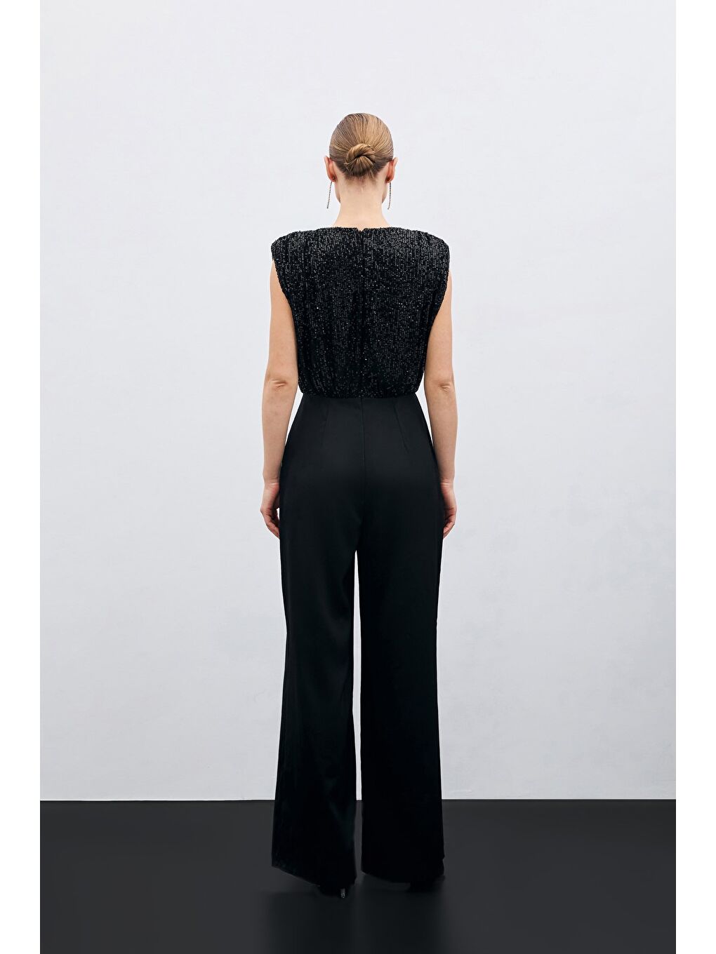 Payetli Saten Tulum - Siyah-7