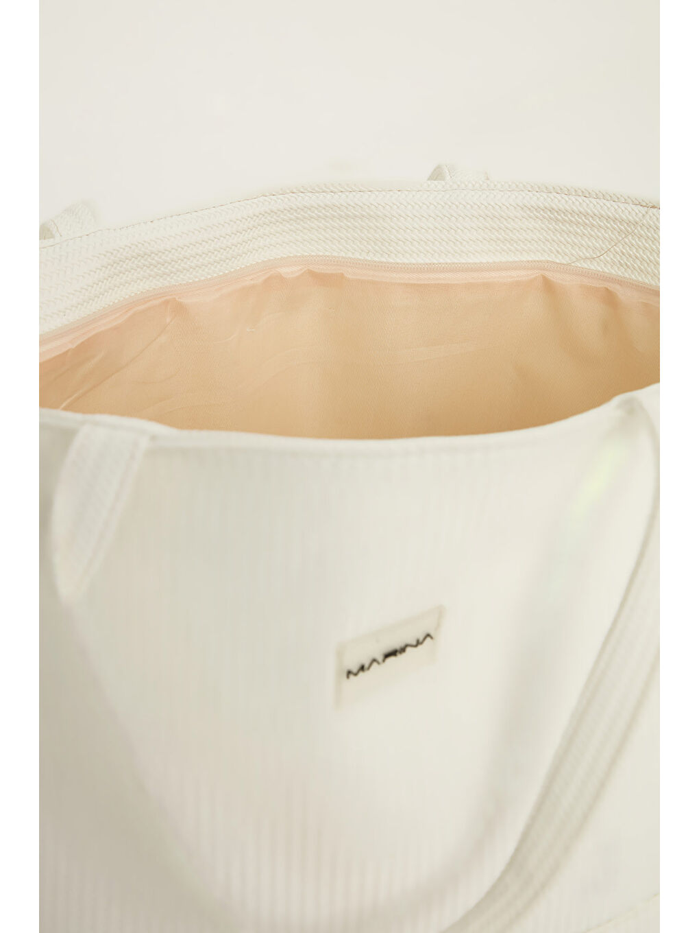 Beyaz Suni Deri Plaj Çantası Astarlı CA2502-2-2