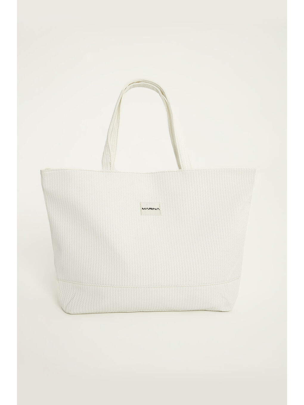 Beyaz Suni Deri Plaj Çantası Astarlı CA2502-2-3