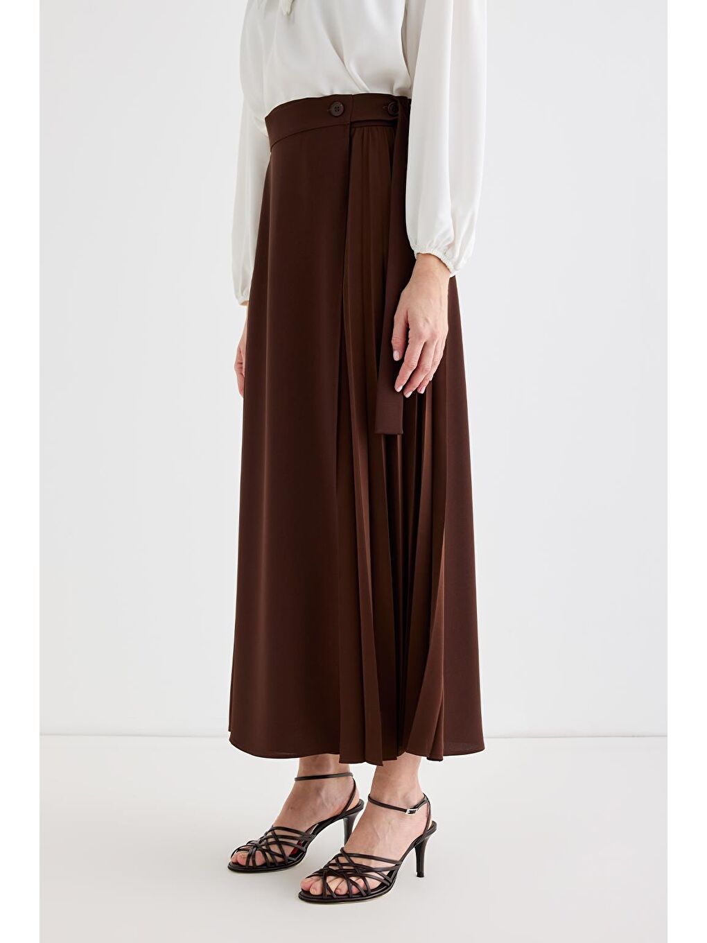 Kahverengi Rita Piliseli Anvelop Etek Kahve-2