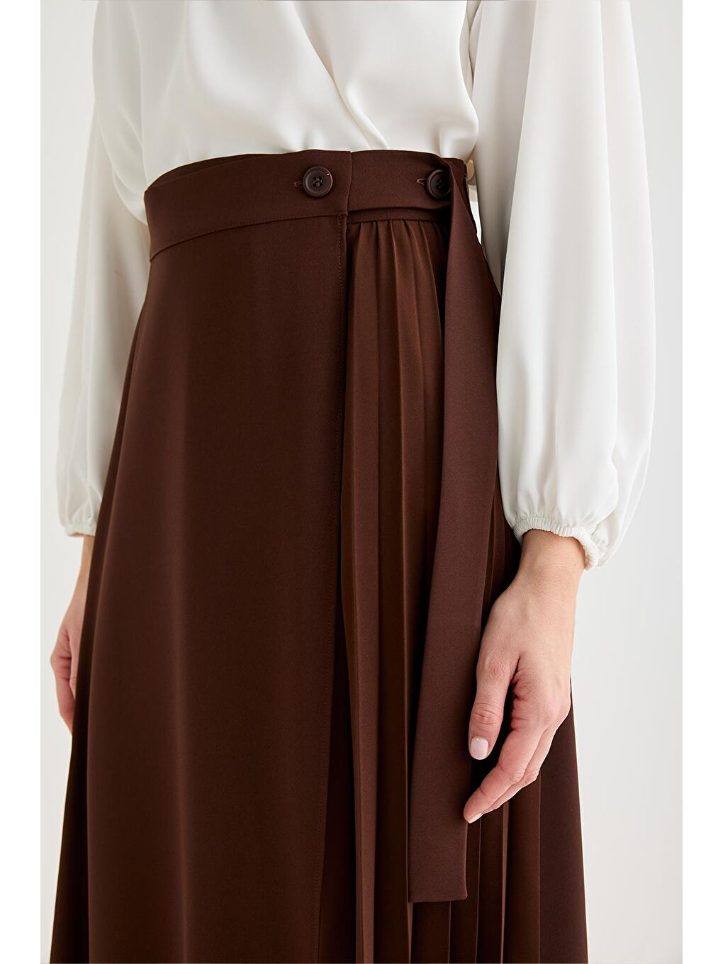 Kahverengi Rita Piliseli Anvelop Etek Kahve-4