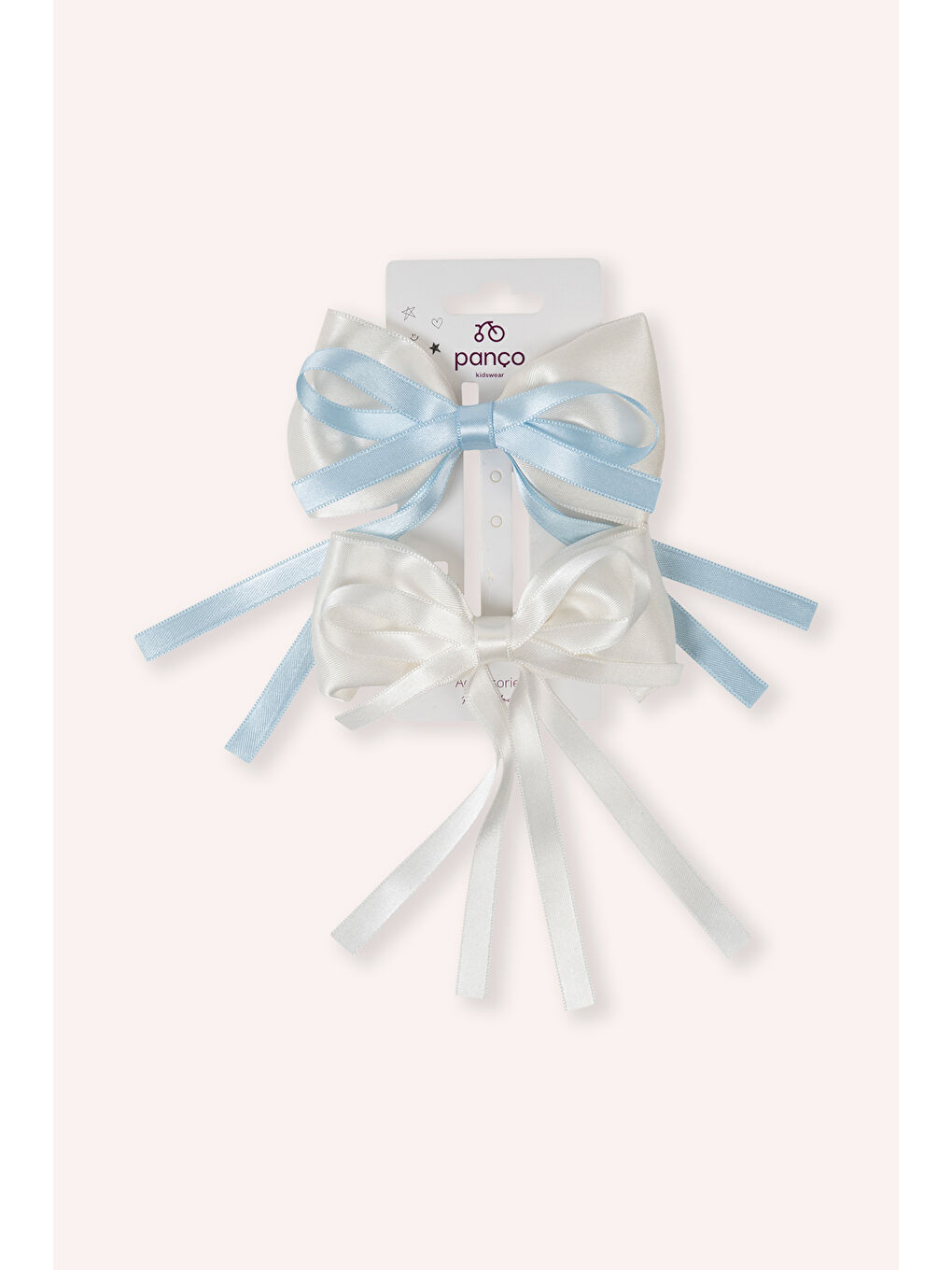 Kız Çocuk Saten Mavi 2'li Toka Seti-1