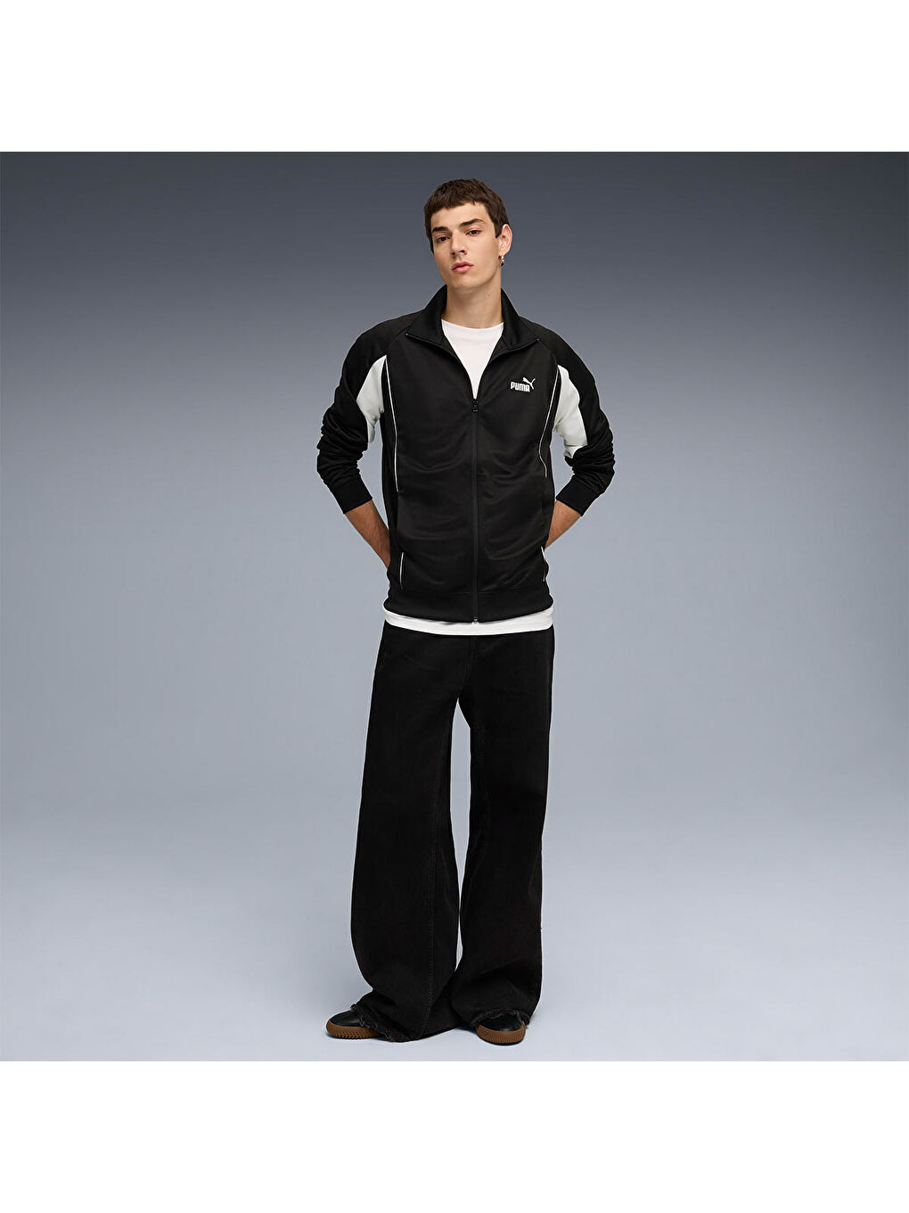 Sport Poly Track Erkek Siyah Dik Yaka Ceket-2