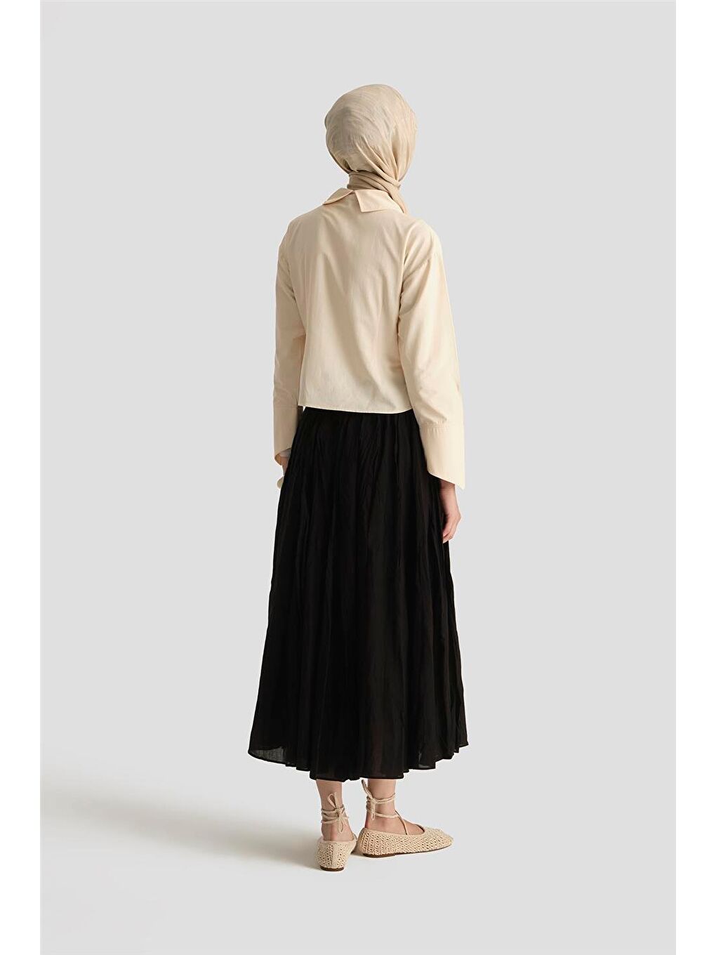 Kırışık Vual Etek 25Yd9180 Siyah-3