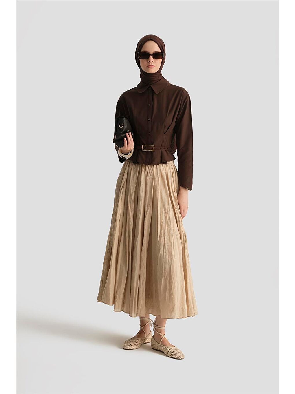 Kırışık Vual Etek 25Yd9180 Bej-1