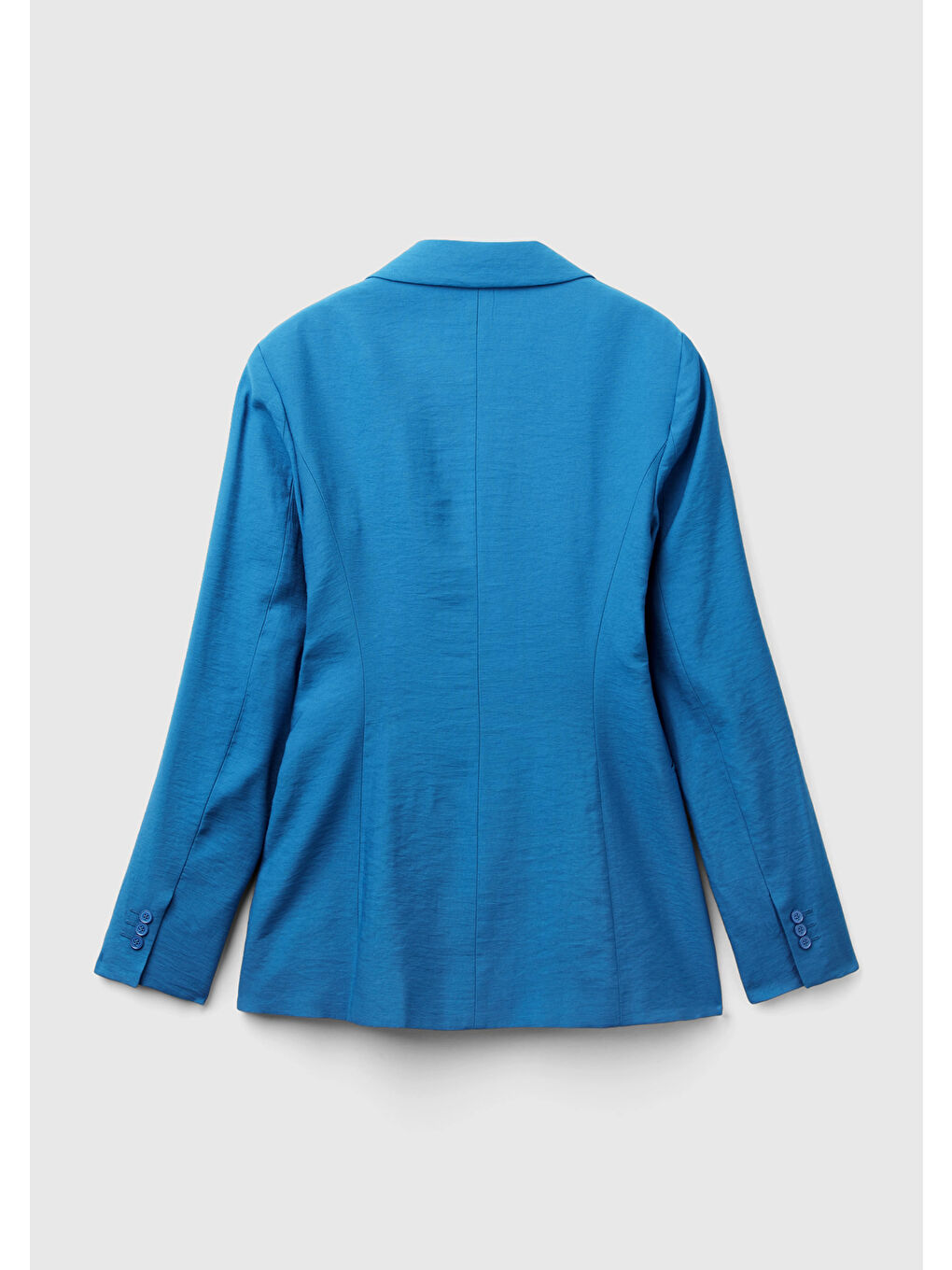 Kadın Koyu Mavi Viskoz Karışımlı Slim Fit Blazer Ceket-3