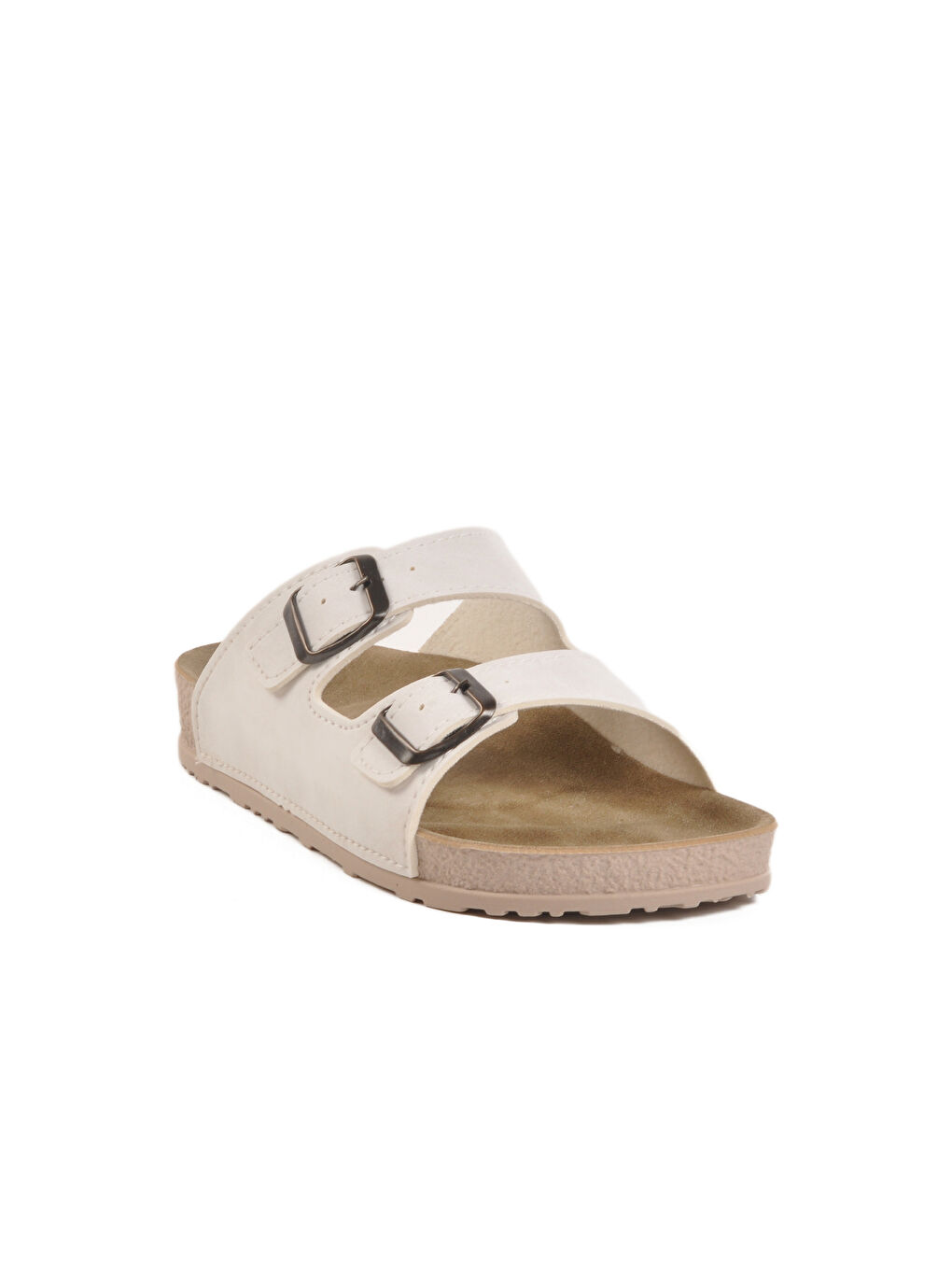 Beyaz Gri Hafif Çift Bantlı Anatomik Kadın Terlik 20-972 Z-2