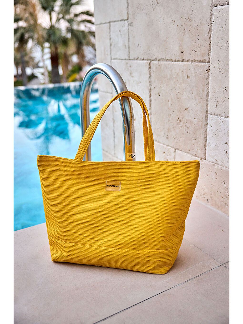 Sarı Suni Deri Plaj Çantası Astarlı CA2502-3