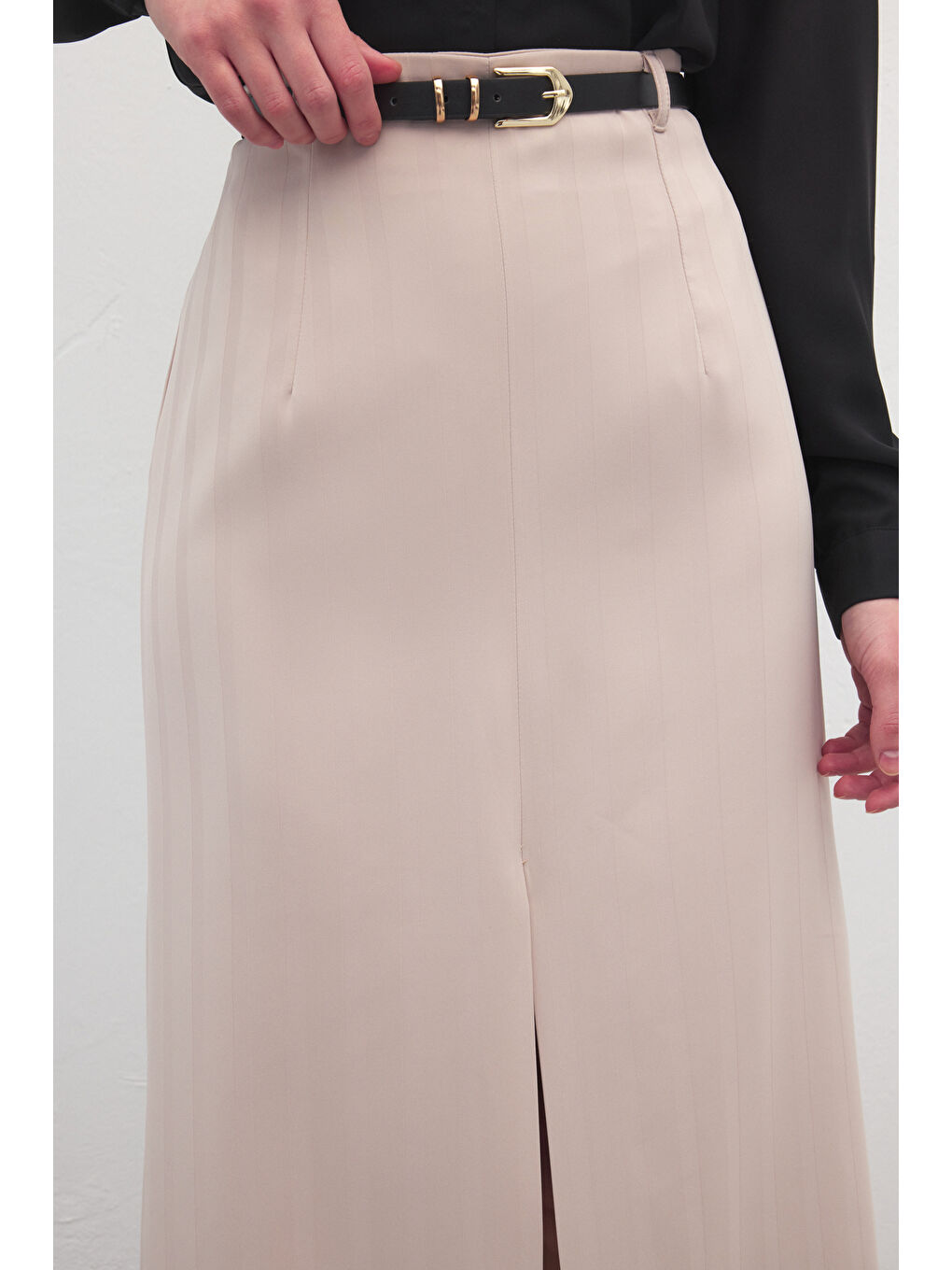 Anna Yırtmaçlı Etek - Bej-6