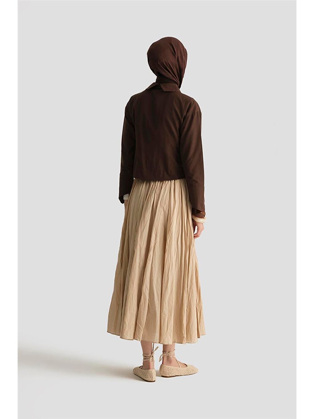 Kırışık Vual Etek 25Yd9180 Bej-4