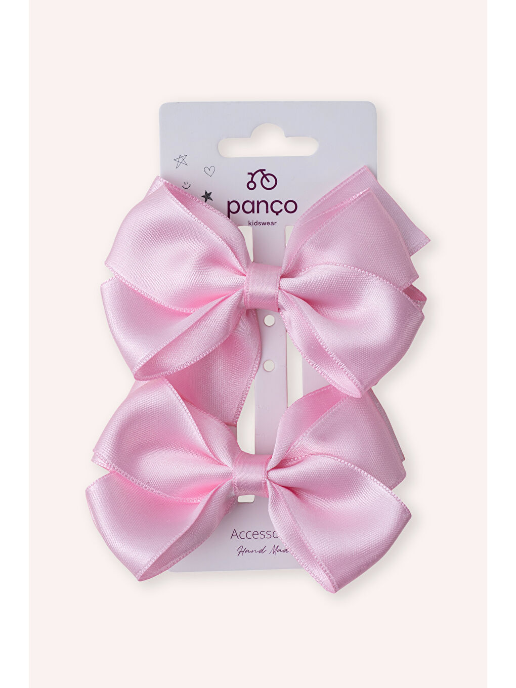 Kız Çocuk Saten Pembe 2'li Toka Seti-1