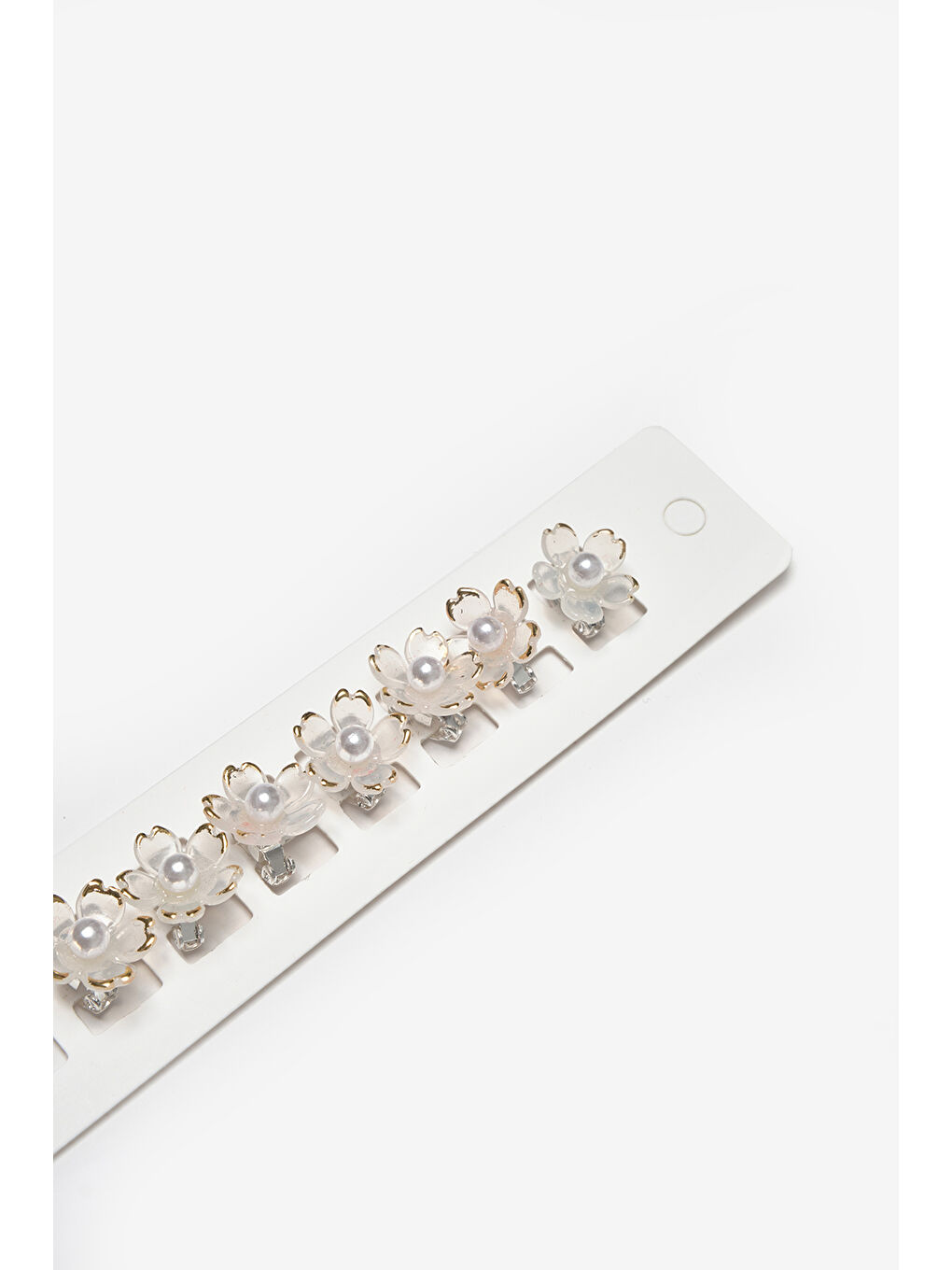 Sarı Altın  Varak Detaylı Çiçek Figürlü 10'lu Kız Çocuk Saç Küpesi-1