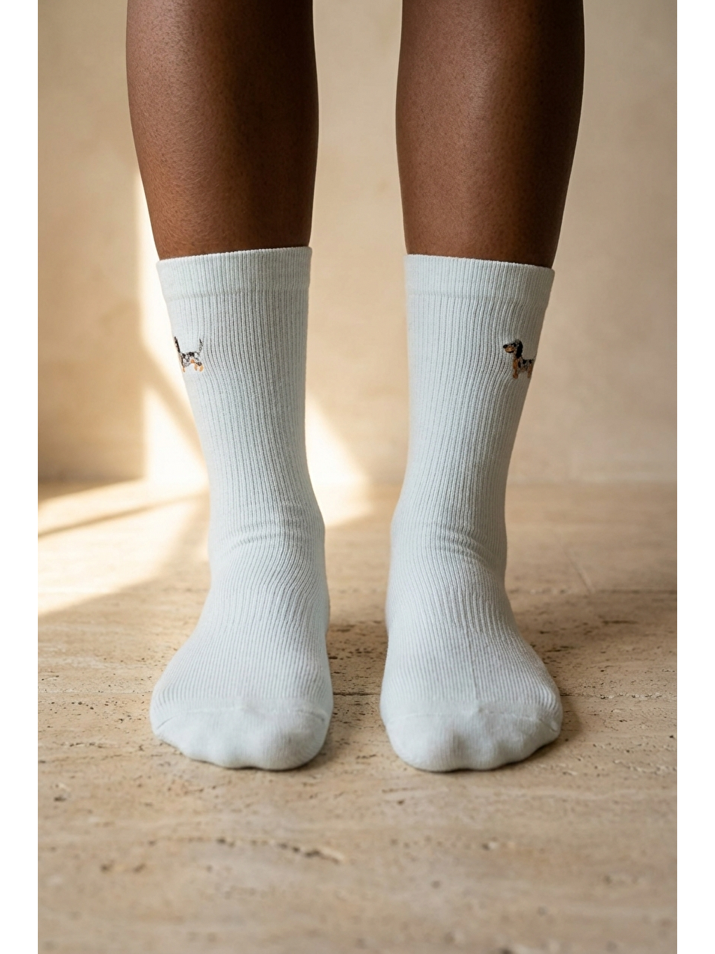 Unisex Köpek Nakışlı Soket Çorap Mavi-2