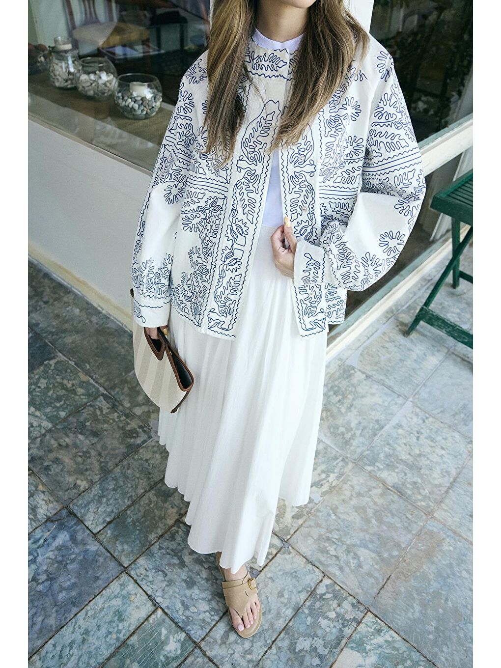 Valdi Etnik Ceket İndigo Nakışlı-2