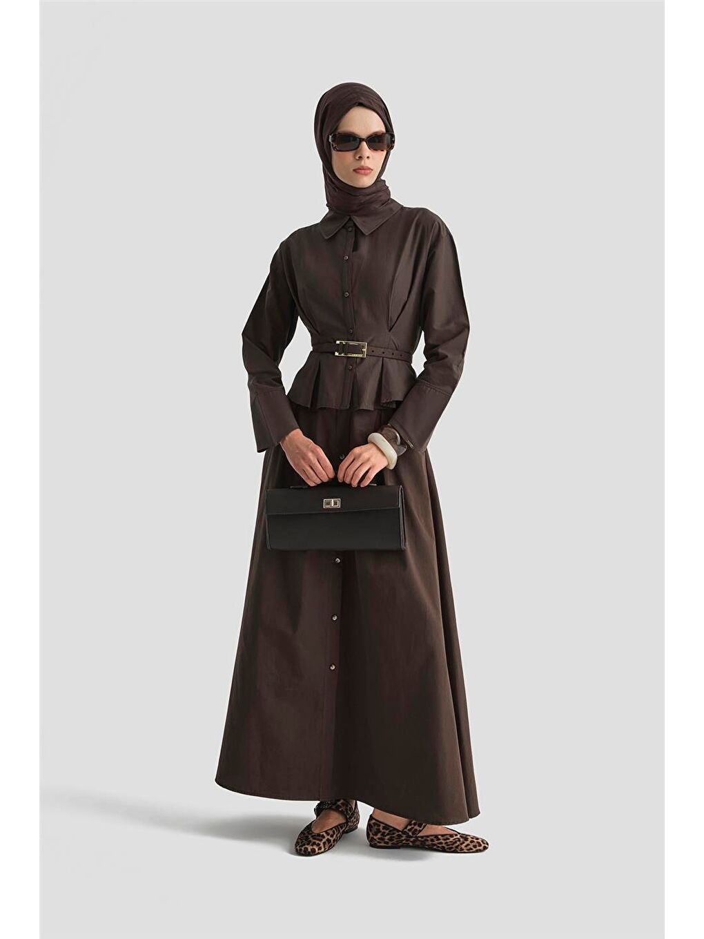 Düğme Detaylı Etek 25Kd9003 Kahverengi-3