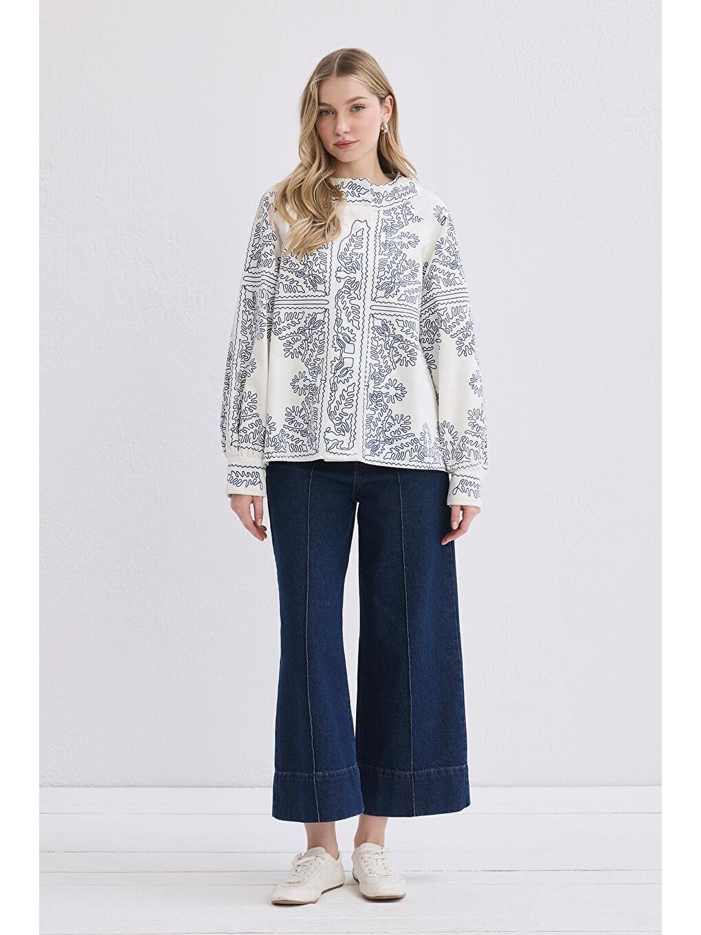 Valdi Etnik Ceket İndigo Nakışlı-5